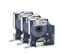 Lot de 3 rubans adhésifs transparents de rechange D1 pour DYMO D1 45010 S0720500 Noir sur transparent 12 mm pour Dymo Labelmanager 160 360D 280 420P 450 Duo, 1,27 cm x 7,9 m