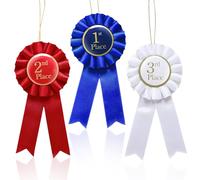 Lot de 3 rubans de récompense avec rosace pour 1ère, 2e et 3e place, 1ère deuxième troisième place, ruban honorable pour la reconnaissance de la salle de classe, le spectacle de talents, les