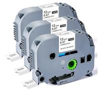 Lot de 3 Rubans d'Étiquettes Brother TZe-231, Ilauke 12mm TZe231 TZe 0,47'' Compatibles pour PT-H100/H105/H107B/H110/D210/D400/PT-1000, Blanc sur Noir, Laminés, Étanches & Résistants aux Huiles