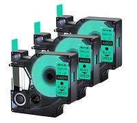 Lot de 3 rubans d'étiquettes compatibles avec Dymo D1 12 mm 45013 45019 pour Dymo LabelManager 160 100 120P 150 200 210D 220P 260P 280 350D 360D 450 DU. O, noir sur vert