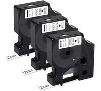 Lot de 3 rubans d'étiquettes compatibles Dymo D1 - 12 mm x 7 m - 45013 S0720530 D1 - Noir sur blanc - Pour DYMO LabelManager 160 280 210D 420P 200B