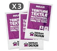 Lot de 3 sachets de Teinture Textile - MAUVE - teintures universelles pour vêtements et tissus naturels
