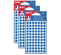 Lot de 3 Sachets d'Étiquettes Gommettes Rondes 8 mm - AGIPA - Adhésif Permanent - Mixte - Bleu
