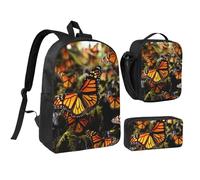 Lot de 3 sacs à dos 3 en 1 avec boîte à déjeuner isotherme, sac à crayons léger pour ordinateur portable 43,2 cm, sac à déjeuner à bandoulière et trousse à crayons