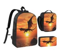 Lot de 3 sacs à dos 3 en 1 avec pochette isotherme pour ordinateur portable 43,2 cm, sac à déjeuner léger et trousse à crayons