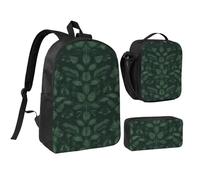 Lot de 3 sacs à dos 3 en 1 avec pochette isotherme pour ordinateur portable 43,2 cm, sac à déjeuner léger et trousse à crayons Vert chasseur