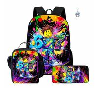 Lot de 3 sacs à dos 67 avec porte-clés, 40,6 cm Six Seven 3D imprimé 3D sac à déjeuner grande capacité cartable garçon et fille cartable, E, 16", Sac à dos Anime