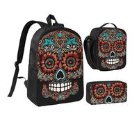 Lot de 3 sacs à dos avec boîte à déjeuner isotherme, sac à crayons léger pour ordinateur portable de 43,2 cm, sac à déjeuner à bandoulière et trousse à crayons 3 en 1