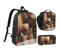 Lot de 3 sacs à dos avec boîte à déjeuner isotherme, sac à dos léger pour ordinateur portable 43,2 cm, sac à déjeuner à bandoulière et trousse à crayons