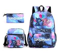 Lot de 3 Sacs à Dos,avec Motif Dessin, Sac à déjeuner haute Capacité et Trousse, Cartable pour Garçon et Fille,27