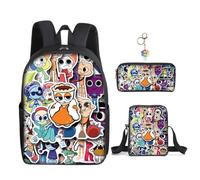 Lot de 3 sacs à dos avec porte-clés - 40,6 cm - Impression 3D - Sac à déjeuner haute capacité - Pour garçon et fille, I, 16in
