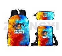 Lot de 3 sacs à dos Choo-Choo Charles pour filles et garcons, sacs d'ecole colorés, sac à dos simple de haute qualité, sac de voyage pour ordinateur portable Noir