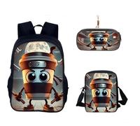 Lot de 3 sacs à dos de jeu italien avec porte-clés, 40,6 cm, sacs d'école imprimés en 3D pour les élèves du primaire et du collège et les fans de jeu, cadeau d'anniversaire pour adolescents., E, 16in