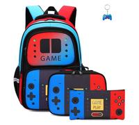 Lot de 3 sacs à dos de jeu vidéo avec porte-clés, 45,7 cm imprimé 3D dessin animé, cartable haute capacité, cartable pour garçon et fille., a, 16in
