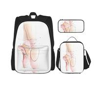 Lot de 3 sacs à dos d'école avec sac à déjeuner et trousse à crayons, grande capacité de 43,2 cm, imprimé parcours de golf, Chaussures de ballet, One Size, Sacs à dos