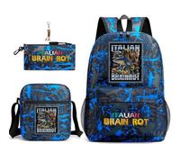 Lot de 3 sacs à dos en nylon italien avec porte-clés, 43,2 cm imprimé en 3D, cartable haute capacité pour élèves du primaire et du collège et fans de jeux, cadeau d'anniversaire pour adolescents., b