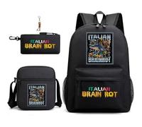 Lot de 3 sacs à dos en nylon italien avec porte-clés, 43,2 cm imprimé en 3D, cartable haute capacité pour élèves du primaire et du collège et fans de jeux, cadeau d'anniversaire pour adolescents., C