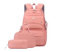 Lot de 3 sacs à dos et sac à déjeuner pour filles de couleur unie, 3 pièces - Rose