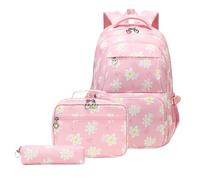 Lot de 3 sacs à dos et sac à déjeuner - Trousse à crayons - Grande capacité - Sac à dos décontracté pour étudiant, b, Beauté de masse