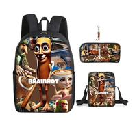 Lot de 3 sacs à dos italiens avec porte-clés, 40,6 cm imprimé 3D dessin animé, sac à déjeuner haute capacité, cartable pour garçon et fille., H, 16in