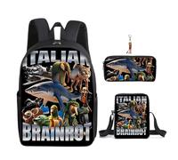 Lot de 3 sacs à dos italiens avec porte-clés, 40,6 cm imprimé 3D dessin animé, sac à déjeuner haute capacité, cartable pour garçon et fille., F, 16in