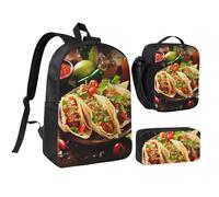 Lot de 3 sacs à dos mexicains avec boîte à déjeuner isotherme, trousse à crayons, sacs légers pour ordinateur portable 43,2 cm, sac à déjeuner à bandoulière et trousse à crayons