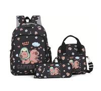 Lot de 3 sacs à dos pour filles avec sac à déjeuner, joli cartable d'école comprenant un sac déjeuner et une trousse crayons pour les élèves du primaire, du secondaire, retour aux fournitures, no