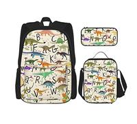 Lot de 3 sacs à dos variés avec sac à bandoulière réglable et trousse à crayons, Alphabets d'apprentissage élégants, Taille unique, Sac à dos daypack