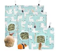 Lot de 3 sacs à foin pour lapin, 2 et 3 trous à suspendre, sacs à foin lavables pour lapins, chinchillas, hamsters, petits animaux domestiques et animaux (3 tailles)
