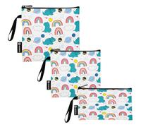 Lot de 3 sacs à goûter et à sandwich réutilisables avec fermeture éclair - Respectueux de l'environnement - Lavable - Pour enfants et adultes - Motif dinosaures - Blanc