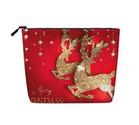 Lot de 3 sacs à goûter réutilisables avec impression « Merry Christmas » - Grande capacité - Trousse de toilette de voyage - Trousse de maquillage avec fermeture éclair