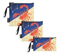 Lot de 3 sacs à goûter réutilisables avec motif scorpions et étoiles, bleu et rouge, sacs à déjeuner portables pour filles, pour l'école et les adultes