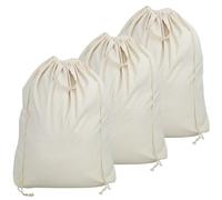 Lot de 3 sacs à linge en toile de coton 90 * 70cm avec poignées, sacs de remplacement pour le dortoir de l'université, l'appartement, l'hôtel, la laverie.