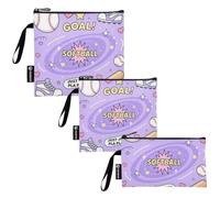 Lot de 3 sacs à sandwich et collation réutilisables avec motif « Just Play » - Pour enfants, école, déjeuner et adultes - Violet