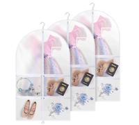 Lot de 3 sacs à vêtements de danse de 101,6 cm - Sacs de costume en PVC transparent avec 4 poches à fermeture éclair, design à suspendre pour enfants et danseurs, parfaits pour les voyages, les
