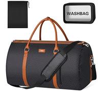 Lot de 3 Sacs à vêtements pour Voyage avec Trousse de Toilette Convertible, Sac de Week-End, Grand Sac de Voyage pour Femme et Homme 2 en 1 à Suspendre, E-Point Noir, L, Bagages à Main
