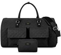Lot de 3 Sacs à vêtements pour Voyage avec Trousse de Toilette Convertible, Sac de Week-End, Grand Sac de Voyage pour Femme et Homme 2 en 1 à Suspendre, Noir A1, L
