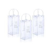 Lot de 3 sacs à vin glacés en PVC transparent avec poignée pour bière froide, boissons, fête en plein air, camping, pubs, claire, sac à vin glacé