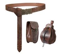 Lot de 3 sacs banane médiévaux gaufrés avec sac latéral portable en cuir synthétique - Accessoires de cosplay - Jeu de rôle - Convient pour la décoration quotidienne - Thème du carnaval