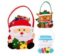 Lot de 3 sacs cadeaux de Noël - Réutilisables - En tissu - Pour pop-corn, biscuits, collations - Fête de classe scolaire - Fête de Noël