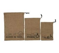 Lot de 3 sacs de conservation en toile de jute 3 tailles différentes - - ALTOBUY Marron