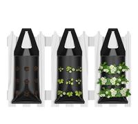 Lot de 3 sacs de culture à suspendre pour fleurs, fraises, légumes, fleurs, fraises, sacs de culture avec 9 trous pour jardinage vertical