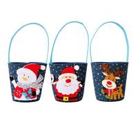 Lot de 3 sacs de Noël en denim avec poignée, seau d'emballage réutilisable pour biscuits, chocolat, collations, jouets | Fournitures de fête pour adultes, , amis, famille, emballage cadeau