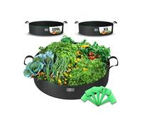 VOUNOT® Lot de 3 Sac de Plantation Non Tissé 200L avec Poignées et 9 Étiquettes Sacs à Plantes de Tomate Grande Capacité Ø92cm et Hauteur 30cm Pots pour Plantes, Fleurs, Fraises