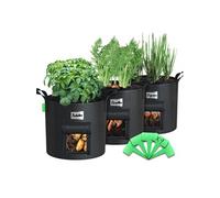 Lot de 3 sacs de plantation non tisse avec fenetre velcro et poignee 43L Noir