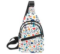 Lot de 3 sacs de poitrine à bandoulière motif tête de lapin sur fond rose pour voyage, sport, course à pied, randonnée, Multicolore 04, 11.8x7x1.5in/30x18x4cm