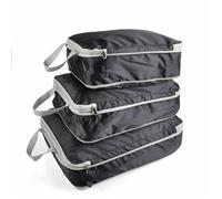 Lot de 3 sacs de rangement compressibles for voyage, valise étanche en nylon, portable, avec sac à main, organisateur de bagages Pour le stockage des bagages(Lattice Black)