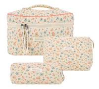 Lot de 3 sacs de rangement de maquillage mignons de grande capacité avec fermeture éclair matelassée, pour femmes et filles, Style Two, Mode