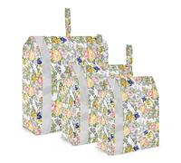 Lot de 3 sacs de rangement pliables pour vêtements et vêtements à l'aquarelle, Aquarelle Été Floraison Iris Roses Fleurs, Taille unique