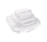 Lot de 3 sacs de rangement portables, en PVC transparent, séparation sèche et humide, rangement de produits cosmétiques, facile à nettoyer, fermeture éclair bidirectionnelle